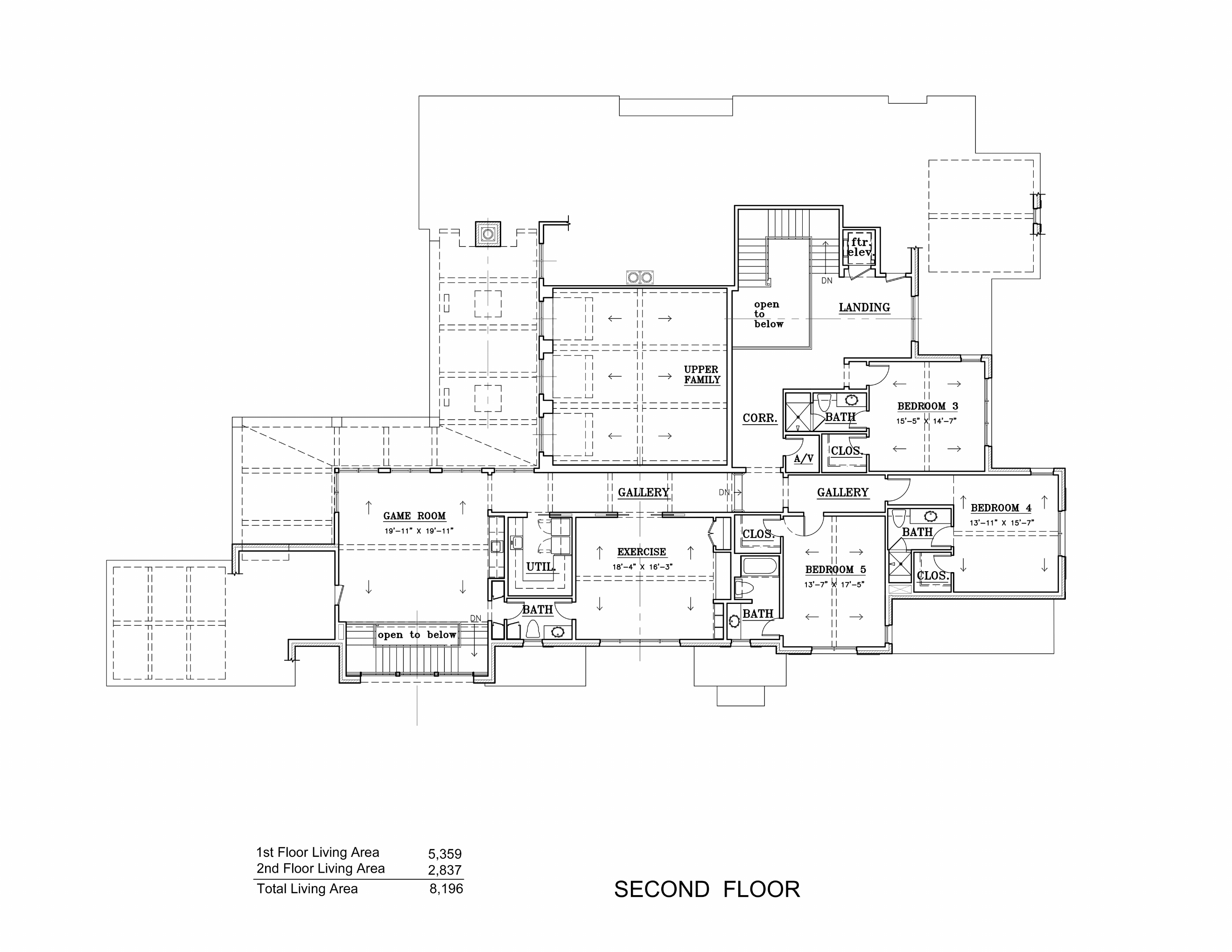 Second-floor architectural plan for 6207 Prestonshire